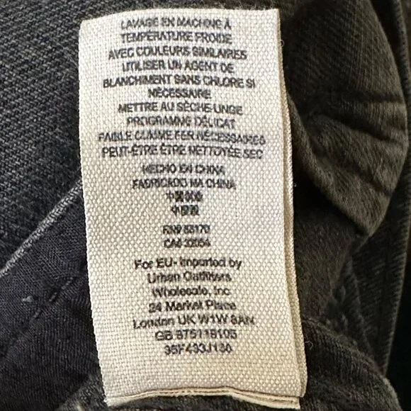 Free People Sz S/P Denim Jacket Hooded Black Button Front Manufactured Distress - Picture 12 of 14